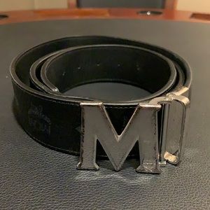 MCM Belt, Black leather with chrome buckle. 34-40.